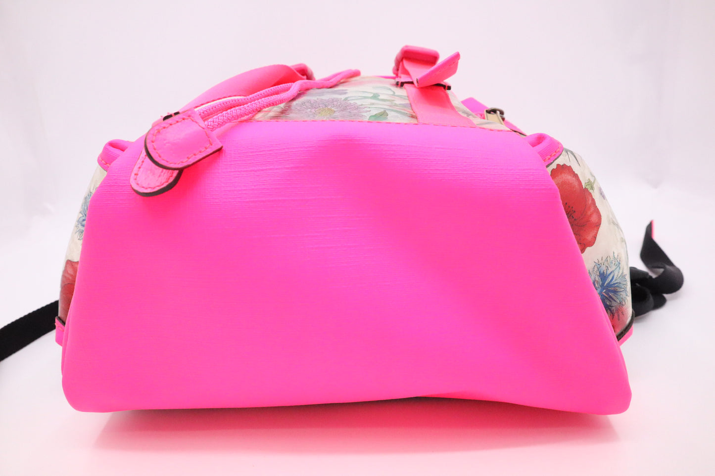 Gucci Backpack in Floral PVC and Neon Pink Leather