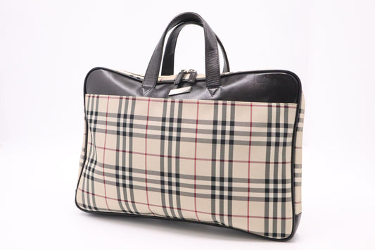 Burberry Business Bag in Beige Check Canvas