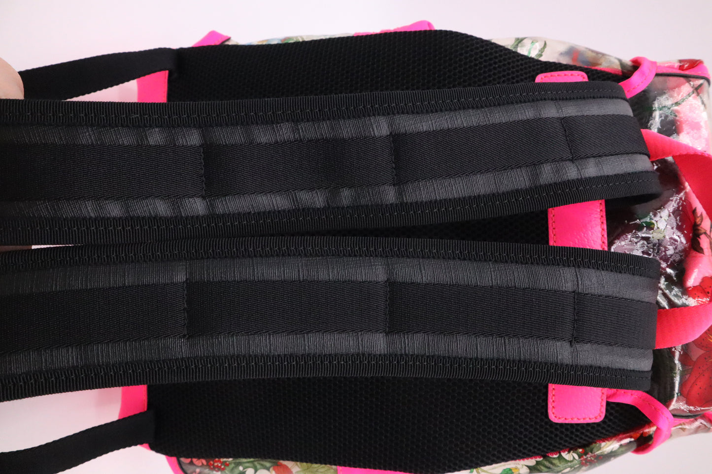 Gucci Backpack in Floral PVC and Neon Pink Leather