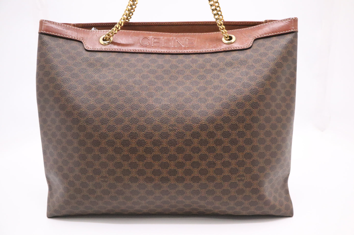Celine Chain Tote in Brown Macadam Canvas