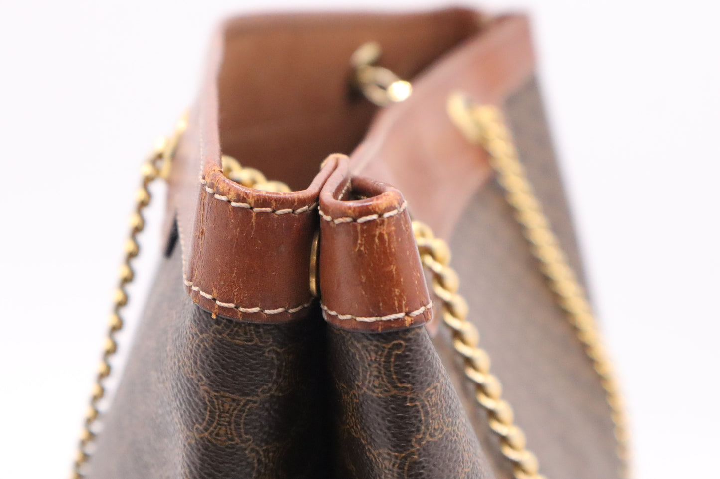 Celine Chain Tote in Brown Macadam Canvas