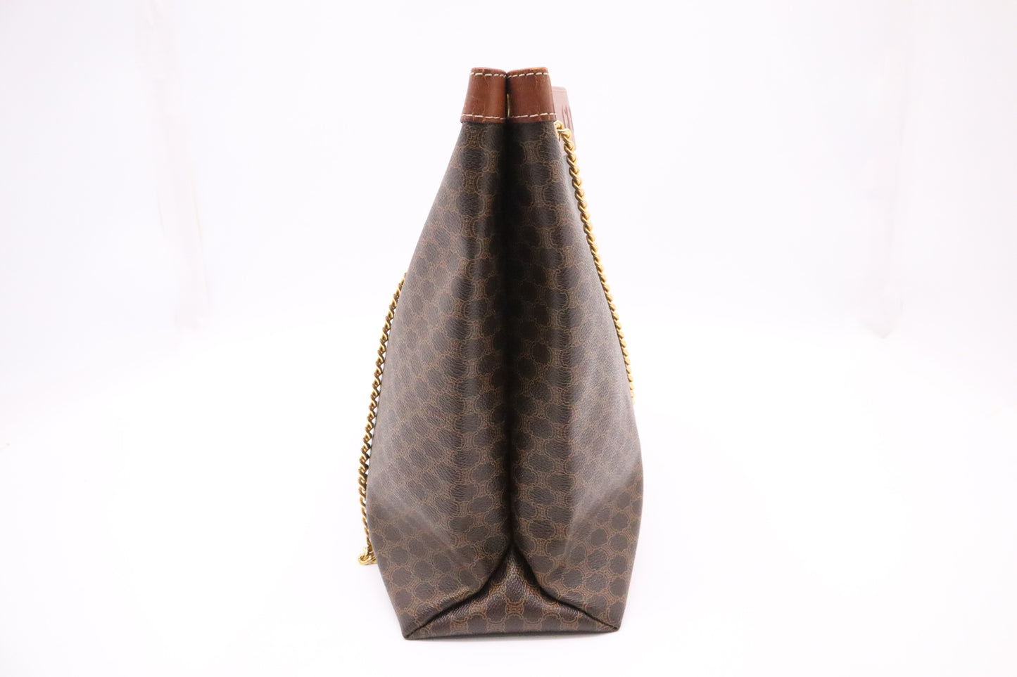Celine Chain Tote in Brown Macadam Canvas