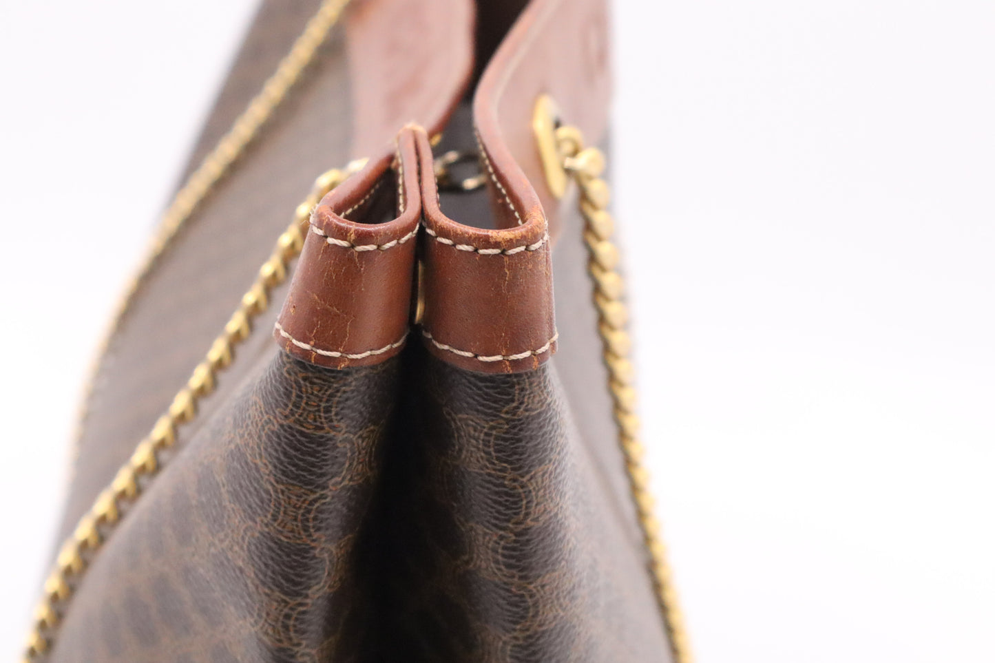 Celine Chain Tote in Brown Macadam Canvas