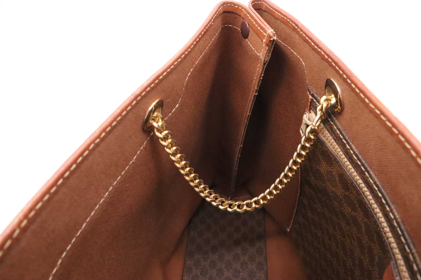 Celine Chain Tote in Brown Macadam Canvas