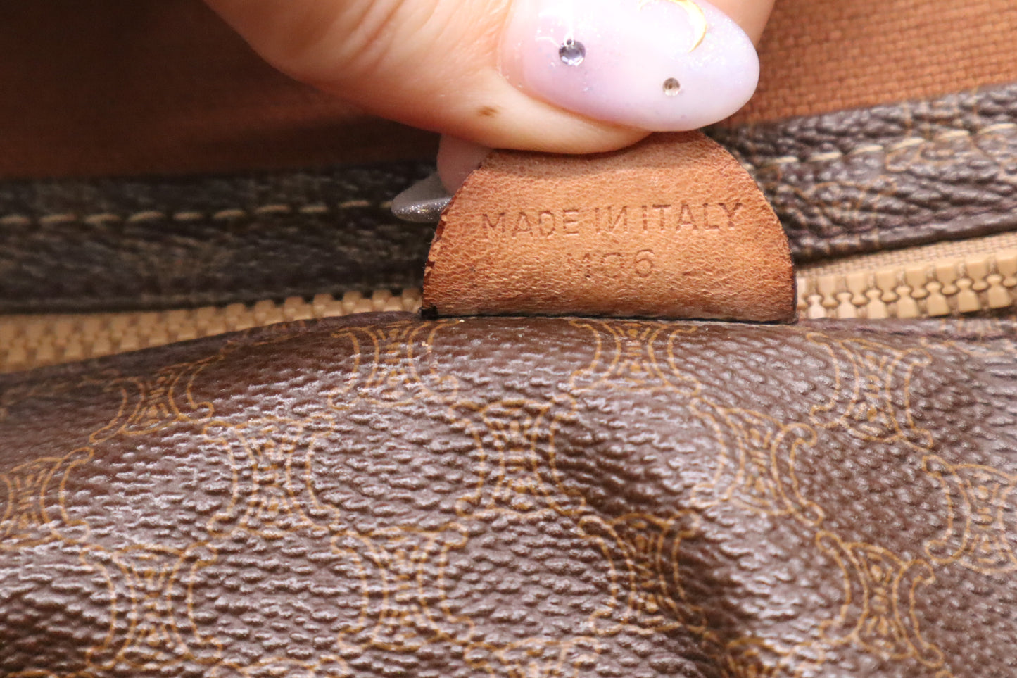 Celine Chain Tote in Brown Macadam Canvas