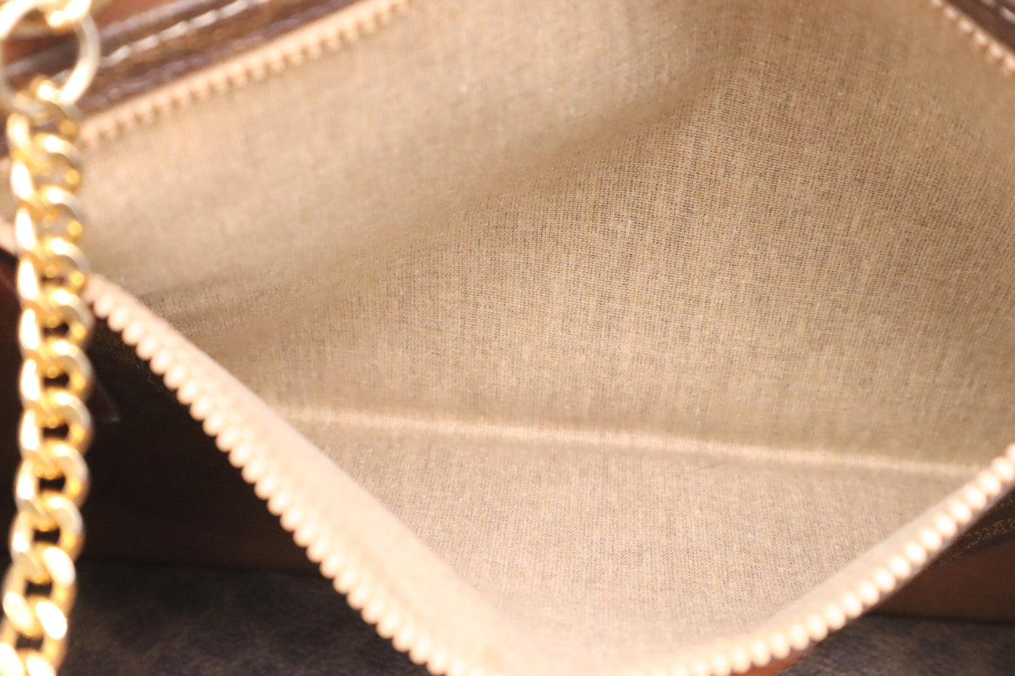 Celine Chain Tote in Brown Macadam Canvas