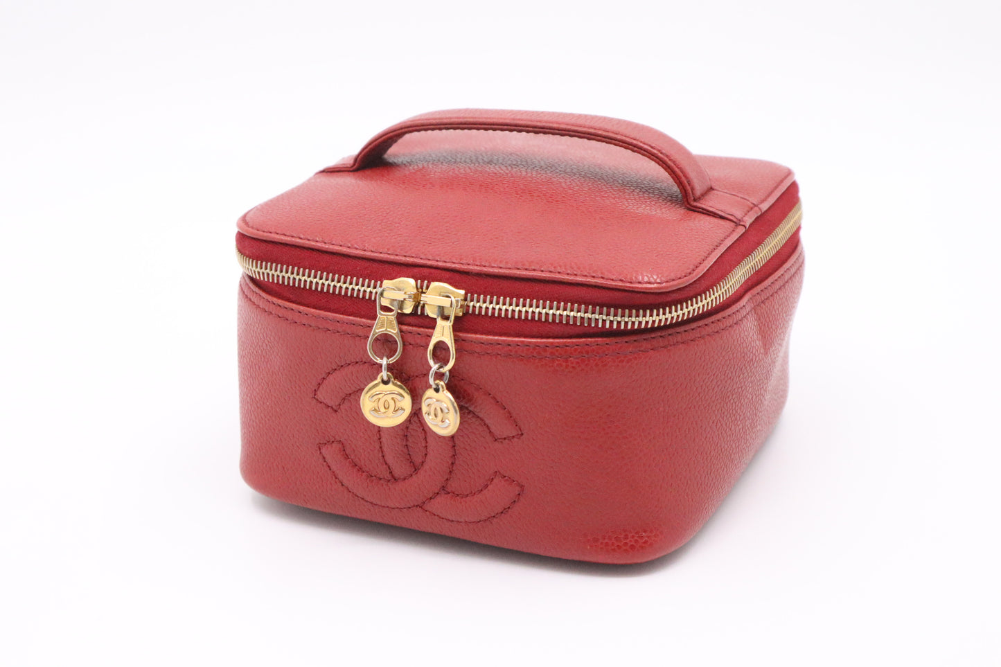 Chanel Vanity Pouch in Red Caviar Leather