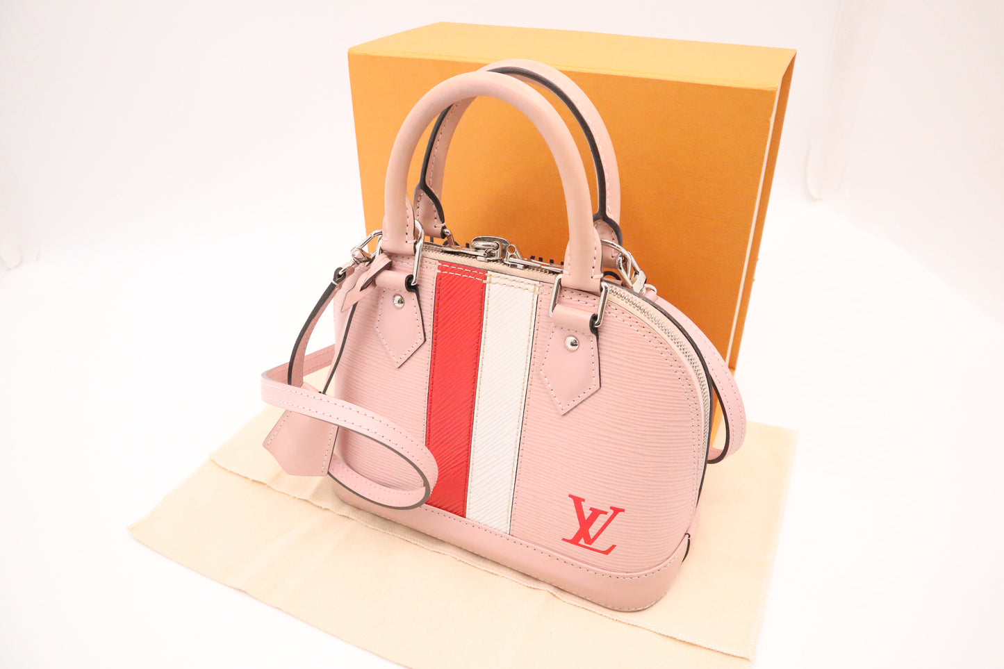 Louis Vuitton Alma BB in Pink Red & White Epi Leather