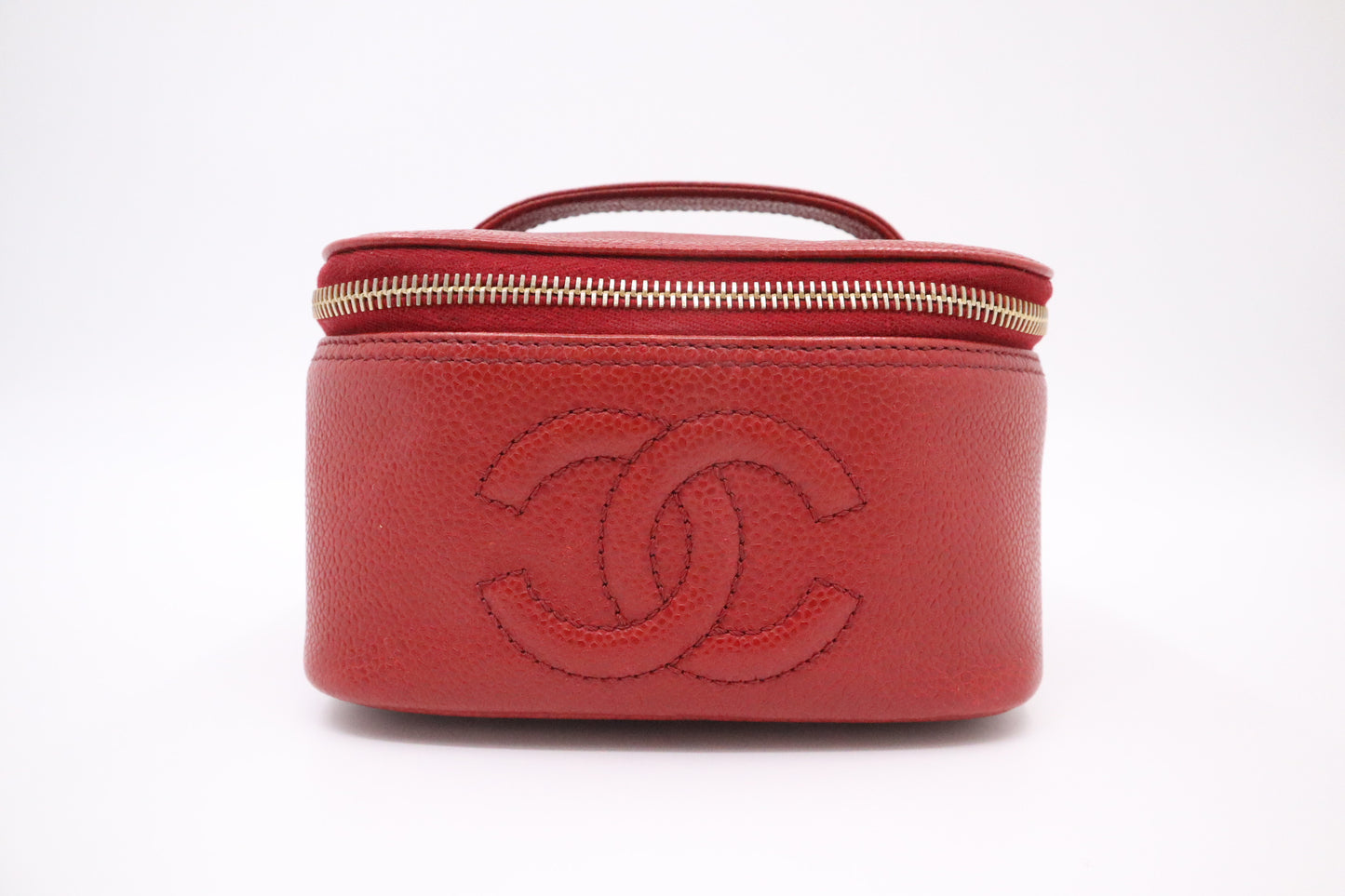 Chanel Vanity Pouch in Red Caviar Leather