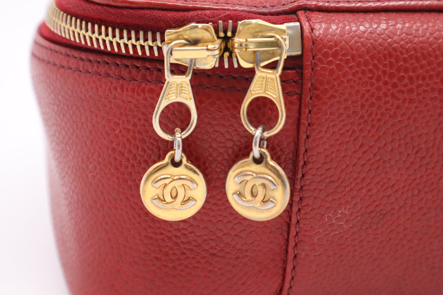 Chanel Vanity Pouch in Red Caviar Leather