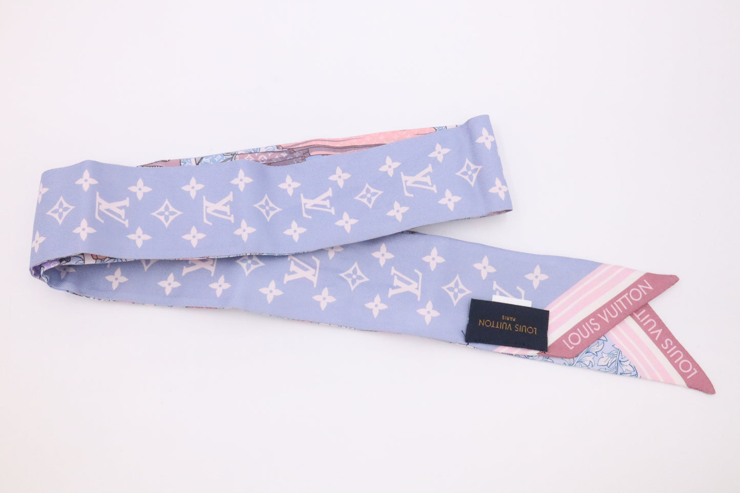 Louis Vuitton Privé Bandeau in Periwinkle and Pink Silk