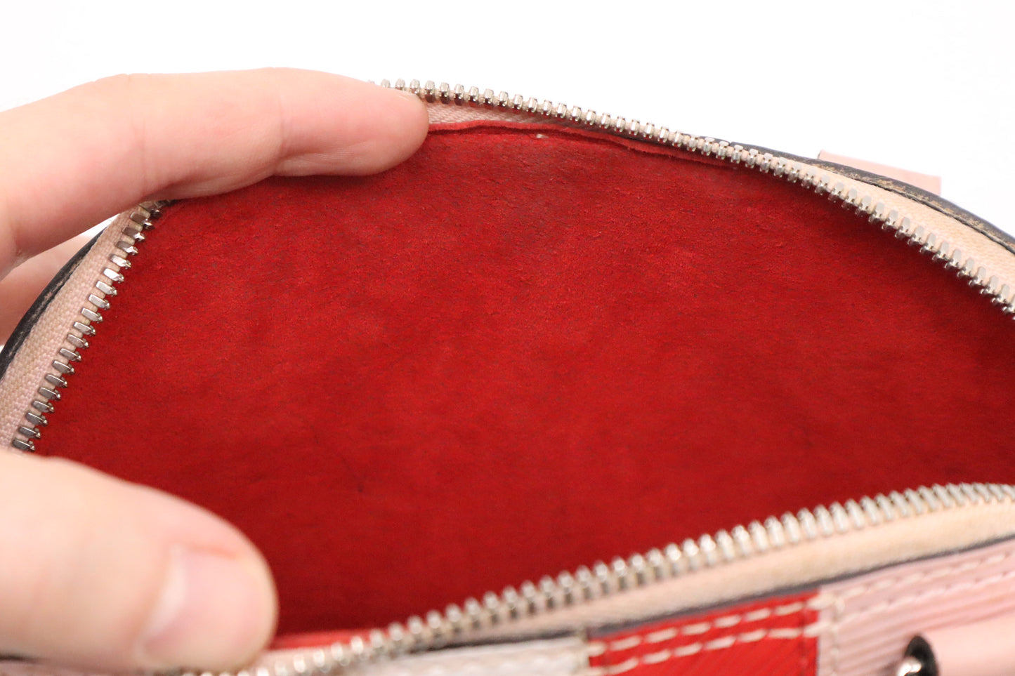 Louis Vuitton Alma BB in Pink Red & White Epi Leather