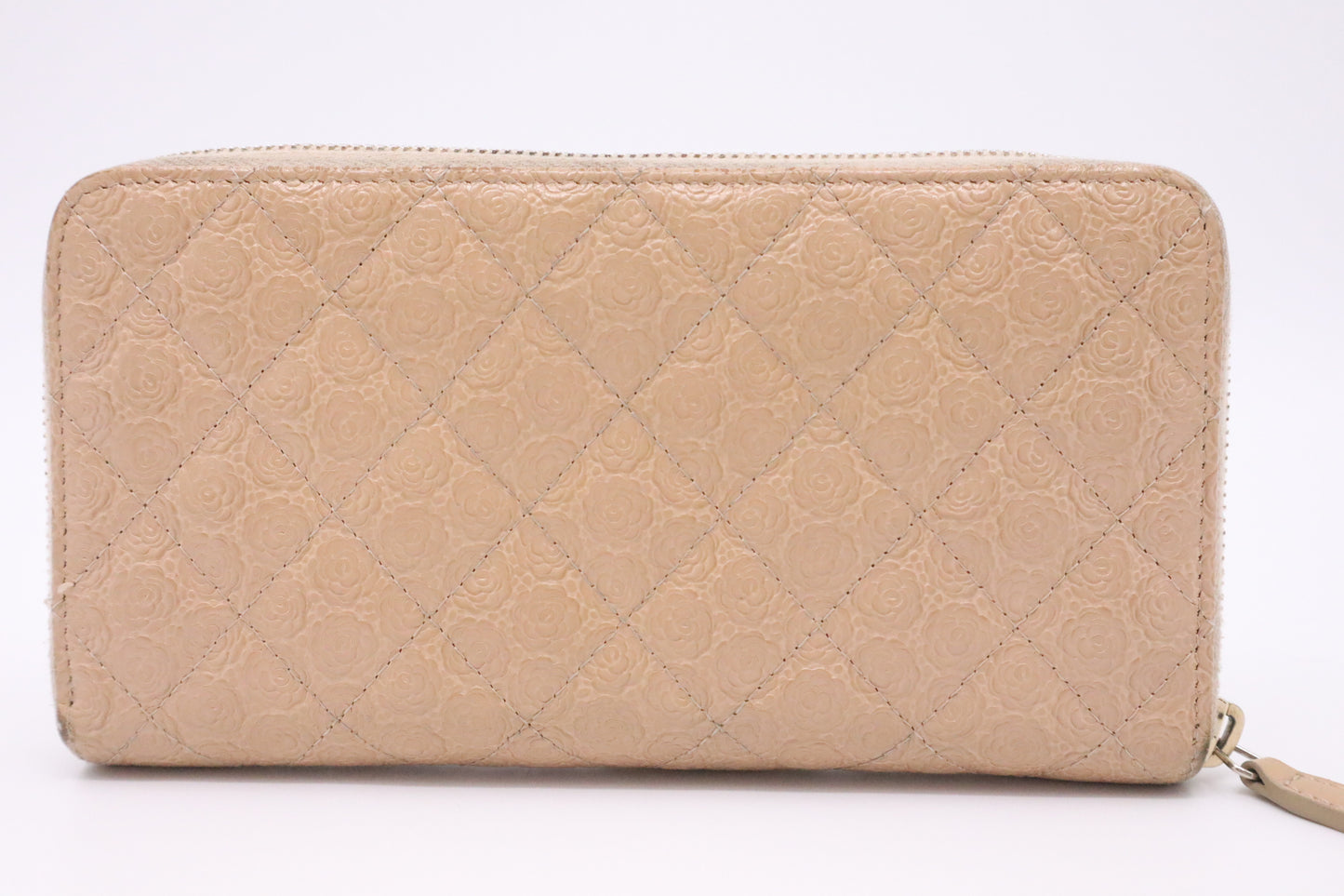 Chanel Long Zippy Wallet in Beige Camelia Matelassé Leather