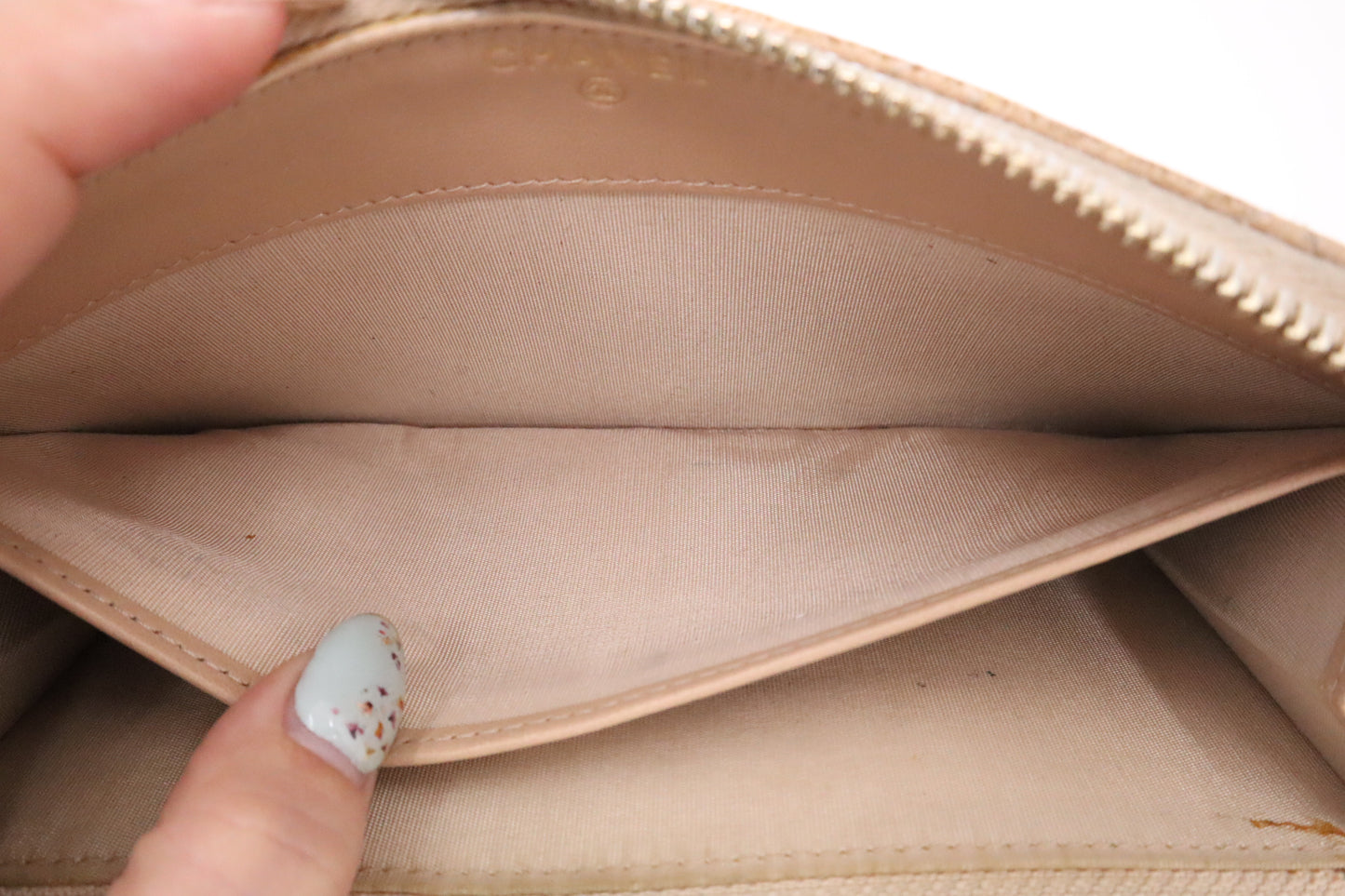 Chanel Long Zippy Wallet in Beige Camelia Matelassé Leather