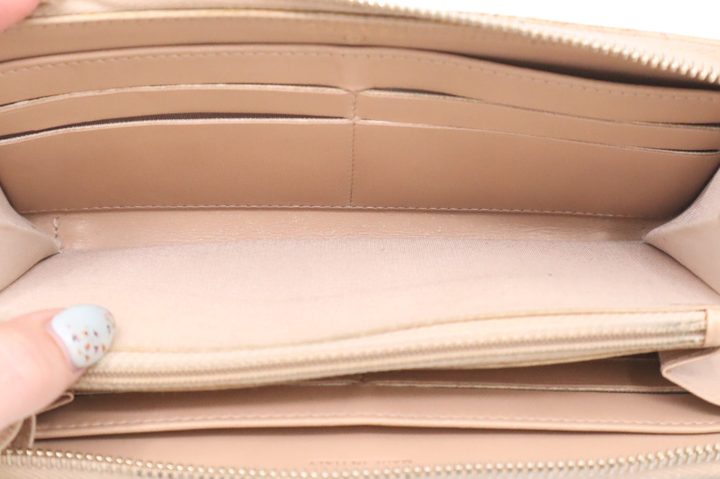 Chanel Long Zippy Wallet in Beige Camelia Matelassé Leather