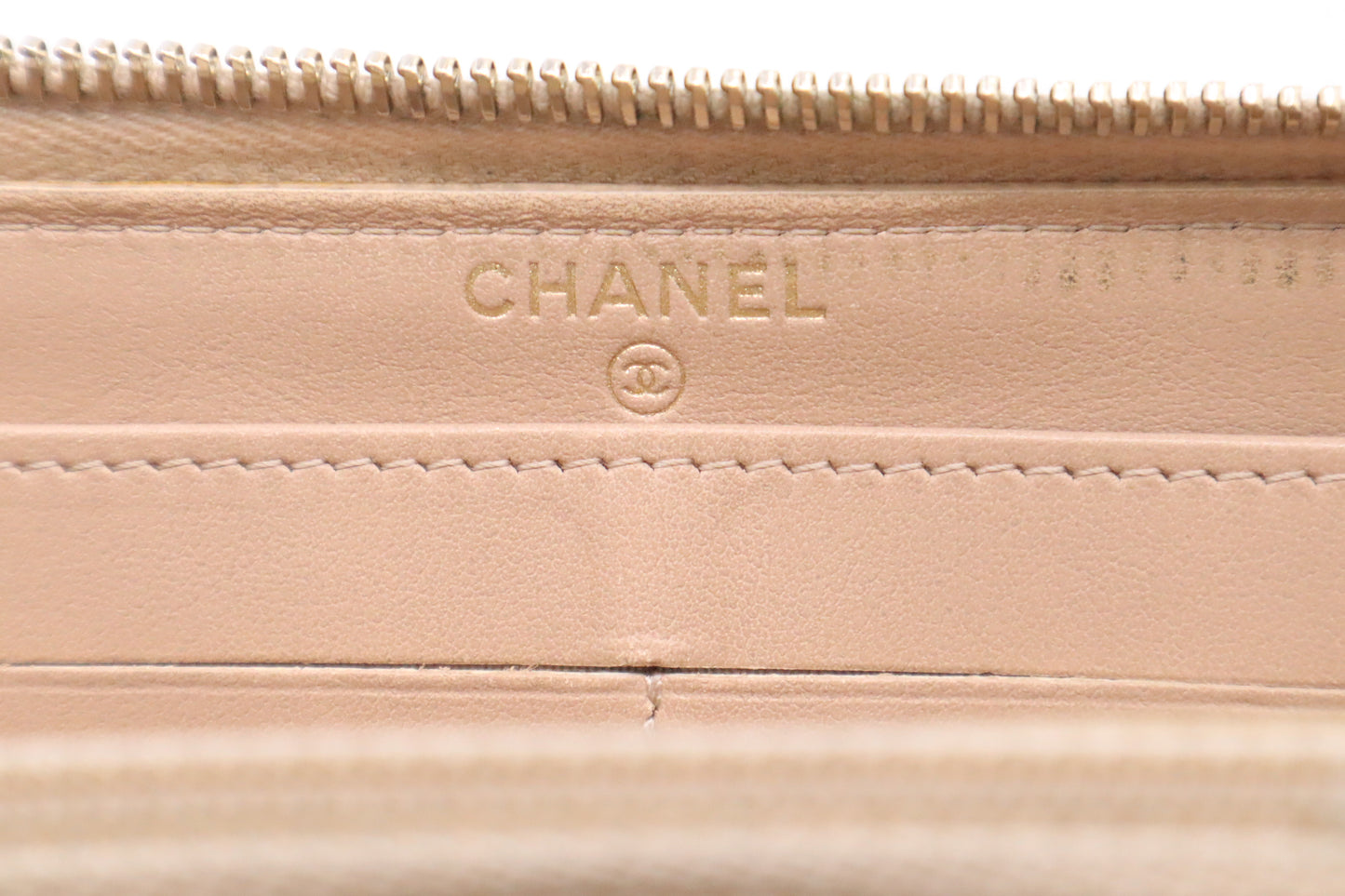 Chanel Long Zippy Wallet in Beige Camelia Matelassé Leather