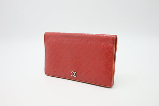 Chanel Bifold Long Wallet in Red and Orange Leather