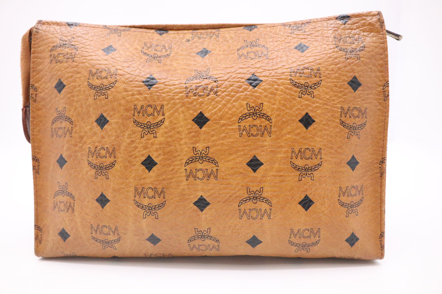 MCM Clutch Bag in Cognac Visetos Coated Canvas