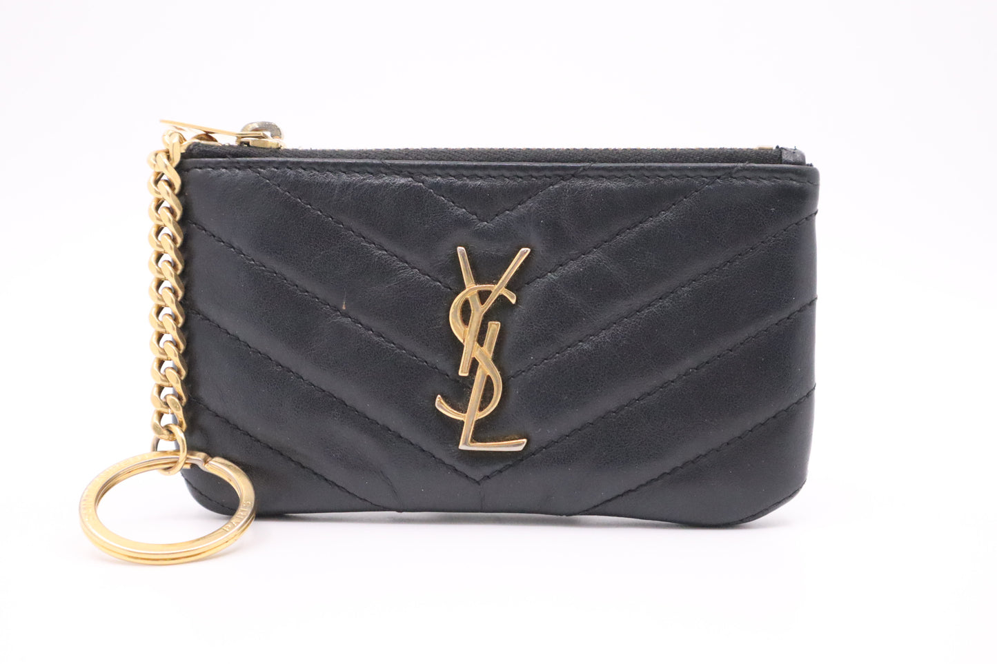 YSL Saint Laurent Key Case in Dark Blue Leather