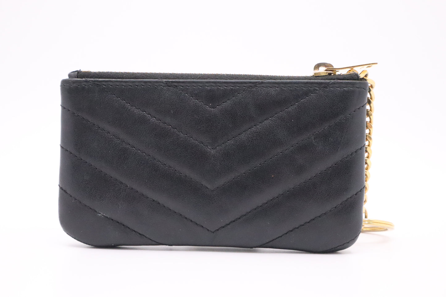 YSL Saint Laurent Key Case in Dark Blue Leather