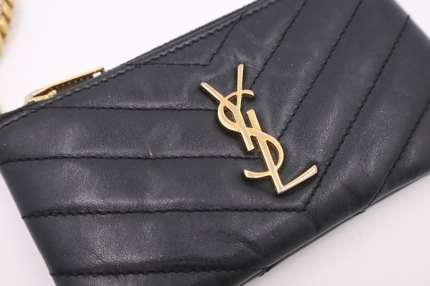 YSL Saint Laurent Key Case in Dark Blue Leather
