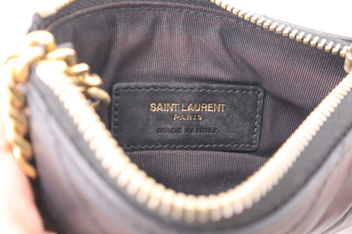 YSL Saint Laurent Key Case in Dark Blue Leather