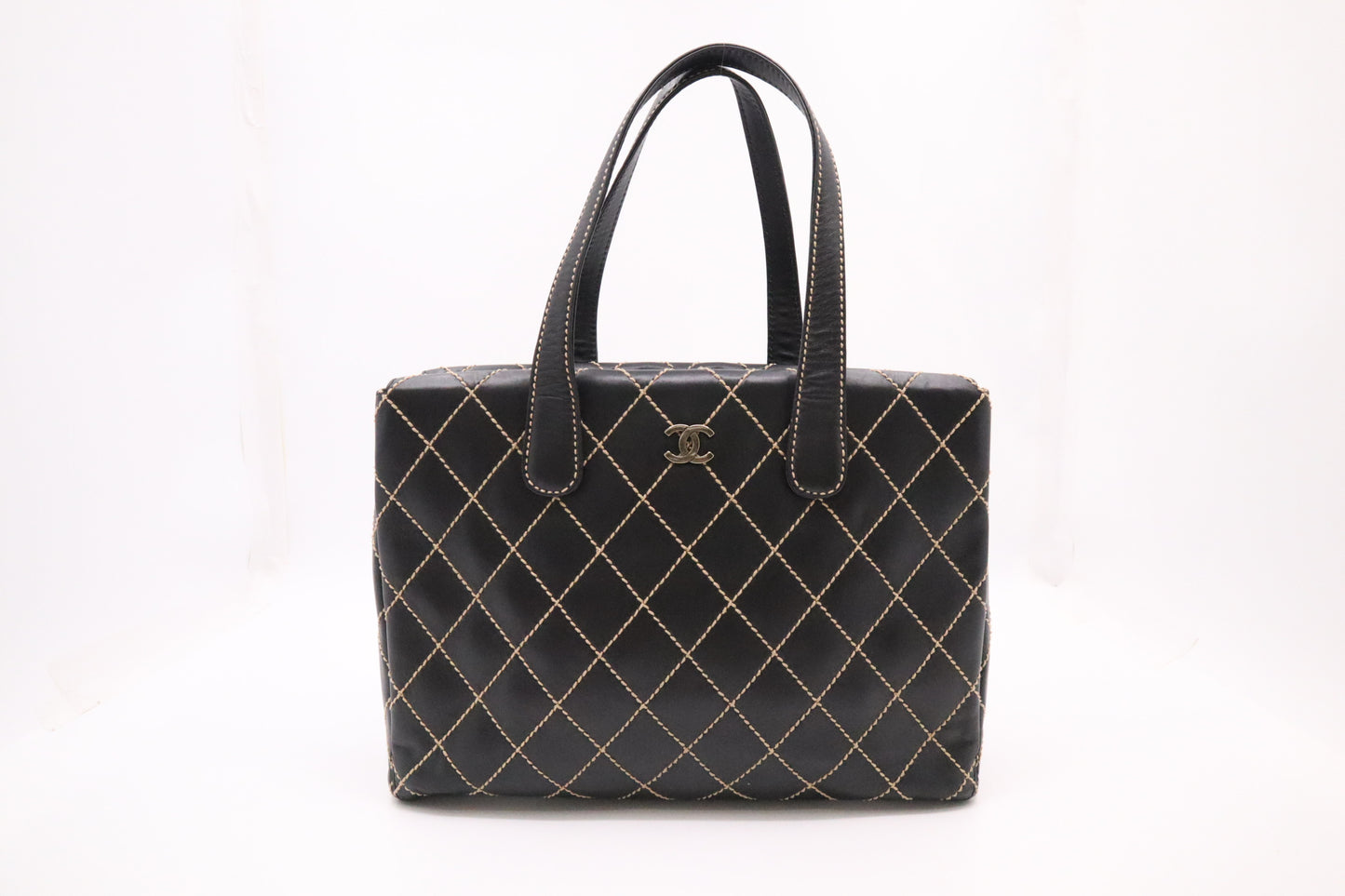 Chanel Large Surpique Tote in Black Leather