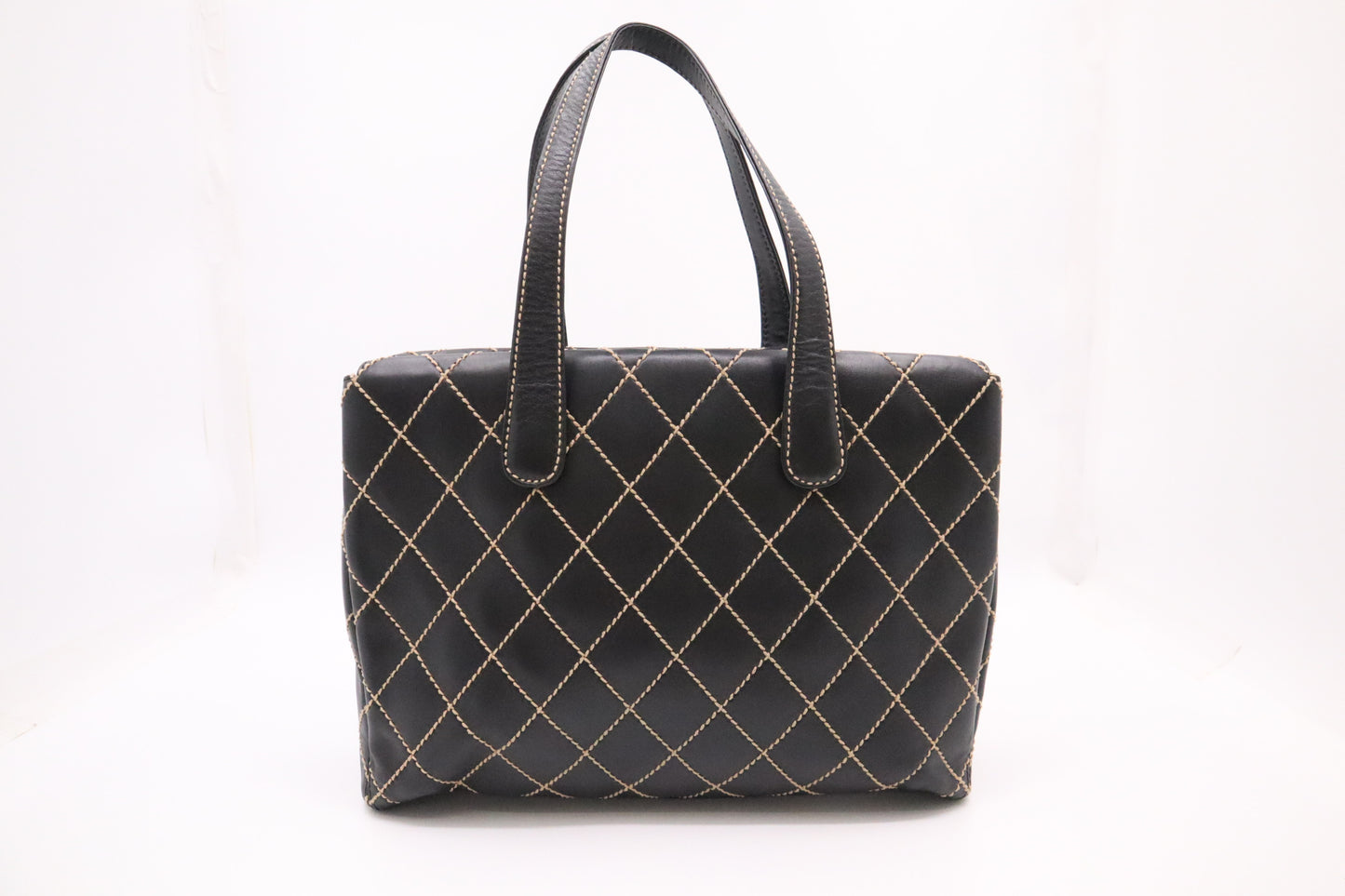 Chanel Large Surpique Tote in Black Leather