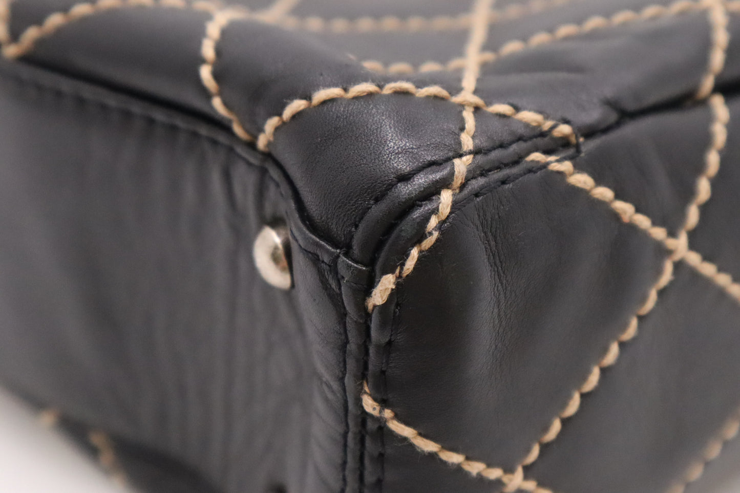Chanel Large Surpique Tote in Black Leather
