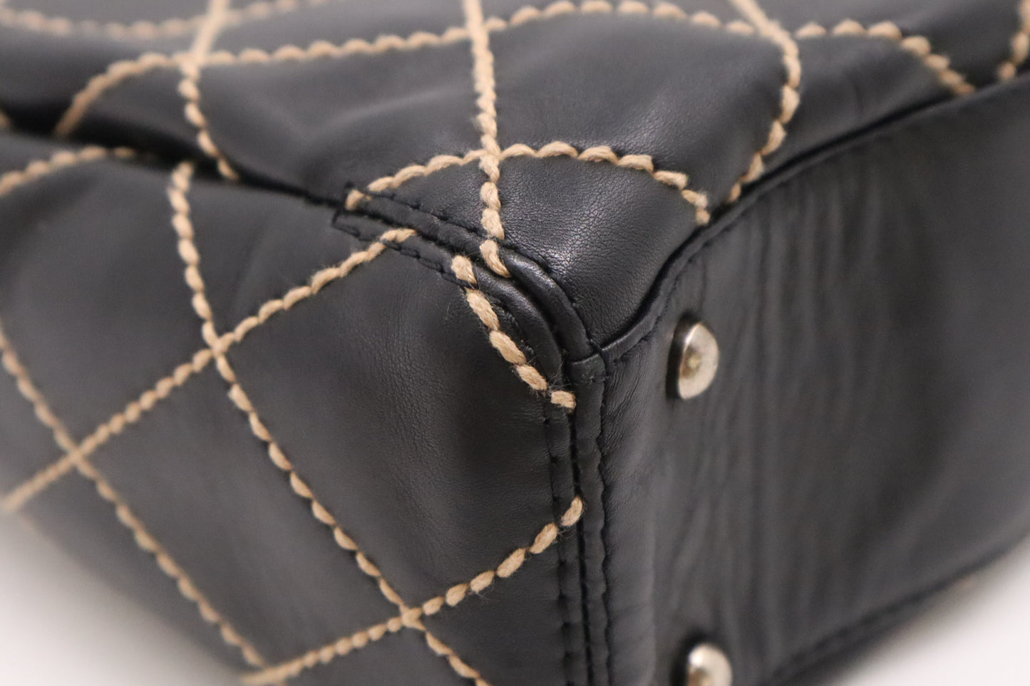 Chanel Large Surpique Tote in Black Leather