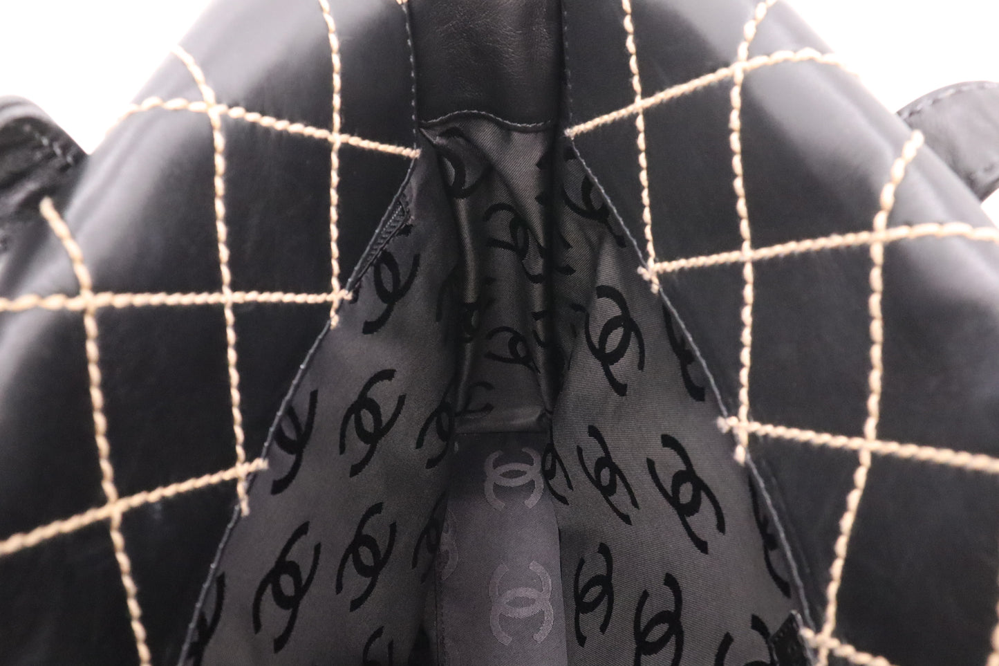 Chanel Large Surpique Tote in Black Leather