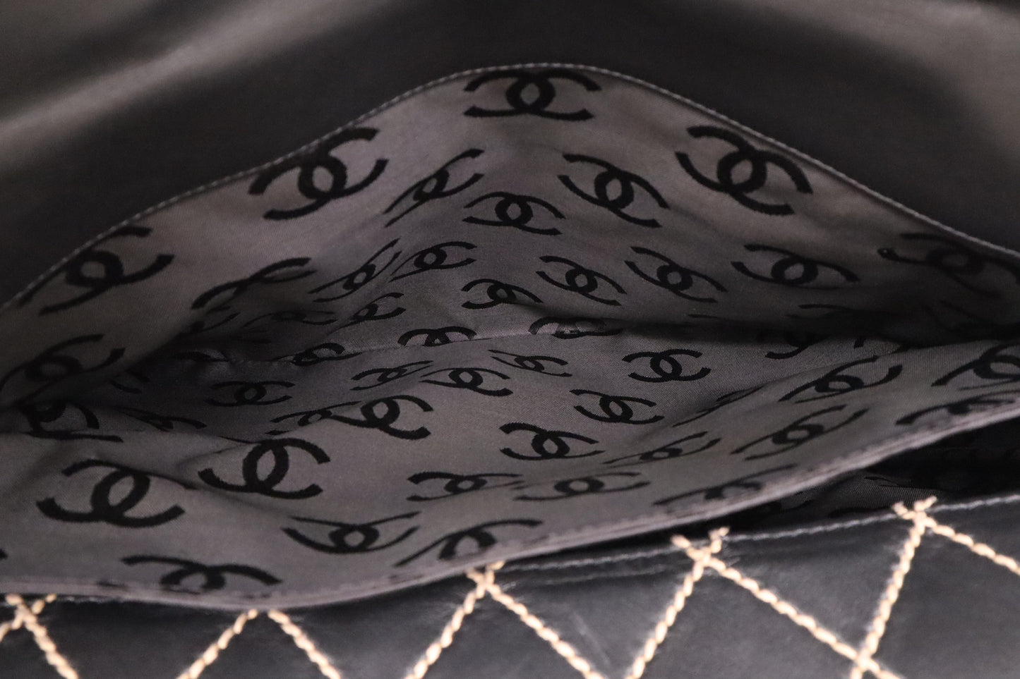 Chanel Large Surpique Tote in Black Leather
