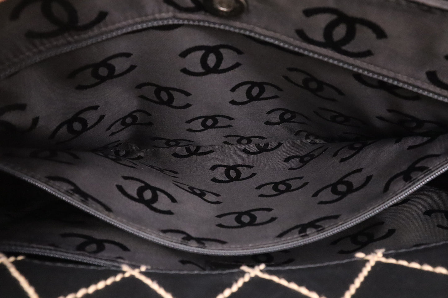 Chanel Large Surpique Tote in Black Leather