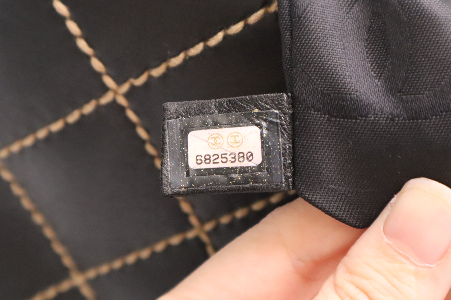 Chanel Large Surpique Tote in Black Leather
