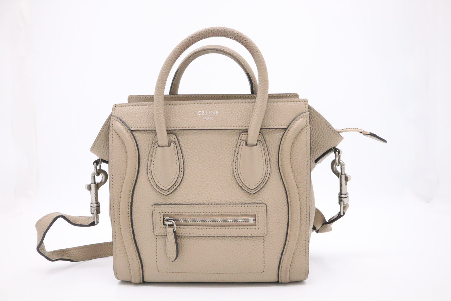 Celine Nano Luggage in Beige Drummed Leather