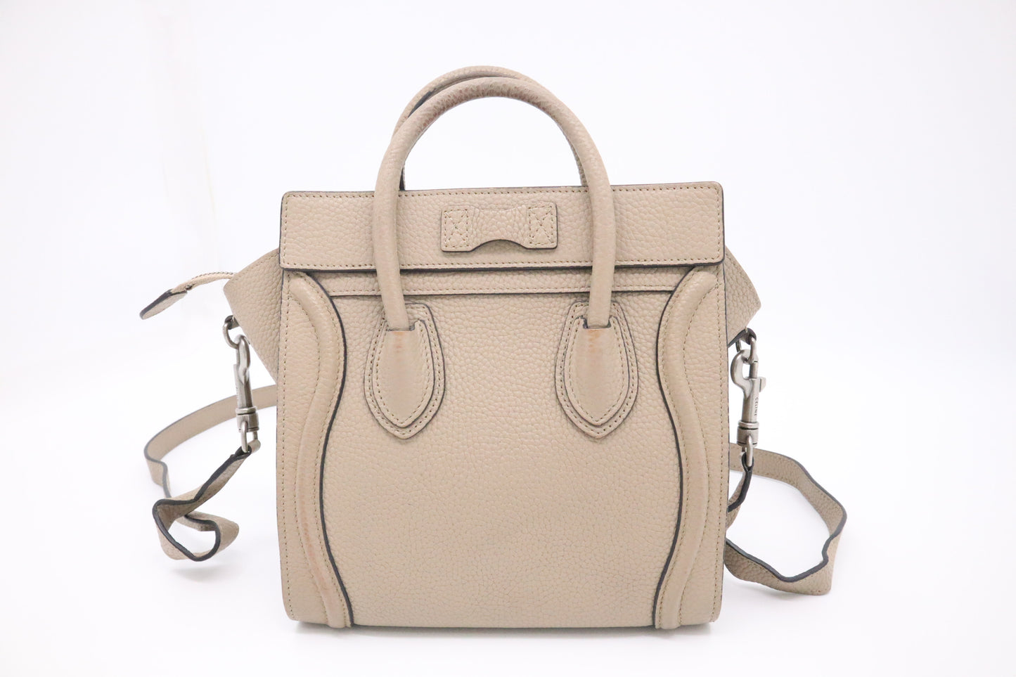 Celine Nano Luggage in Beige Drummed Leather