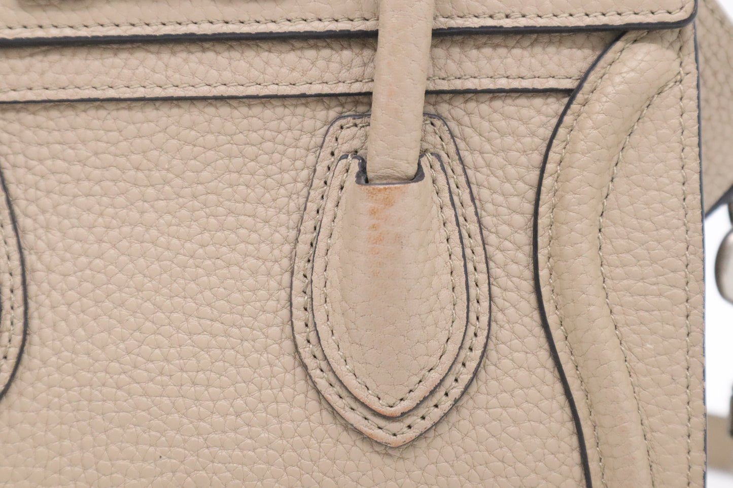 Celine Nano Luggage in Beige Drummed Leather