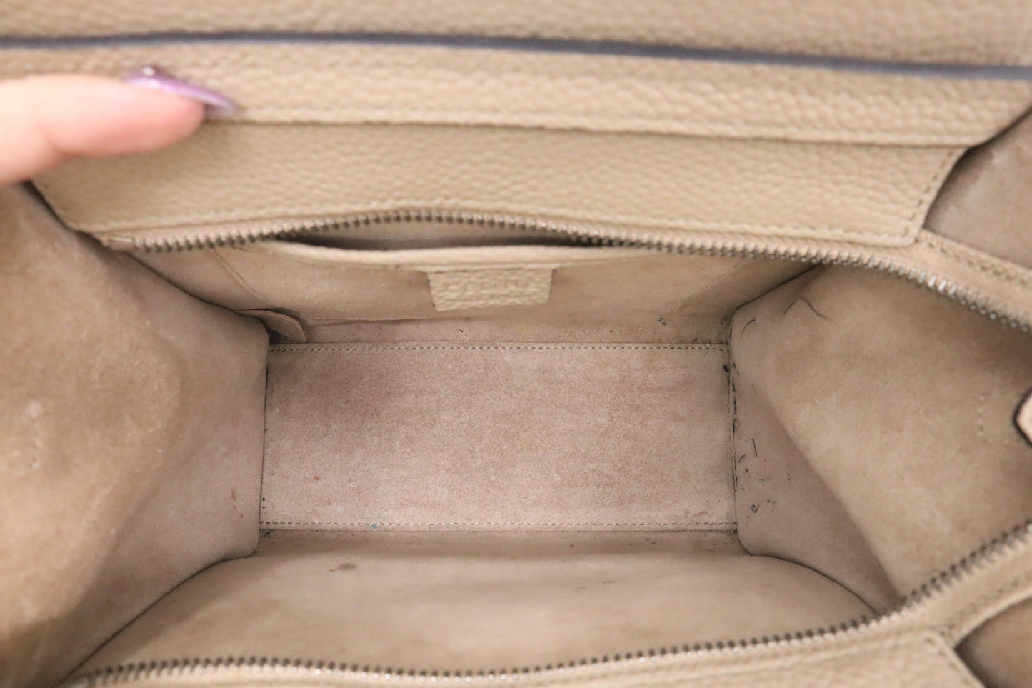 Celine Nano Luggage in Beige Drummed Leather