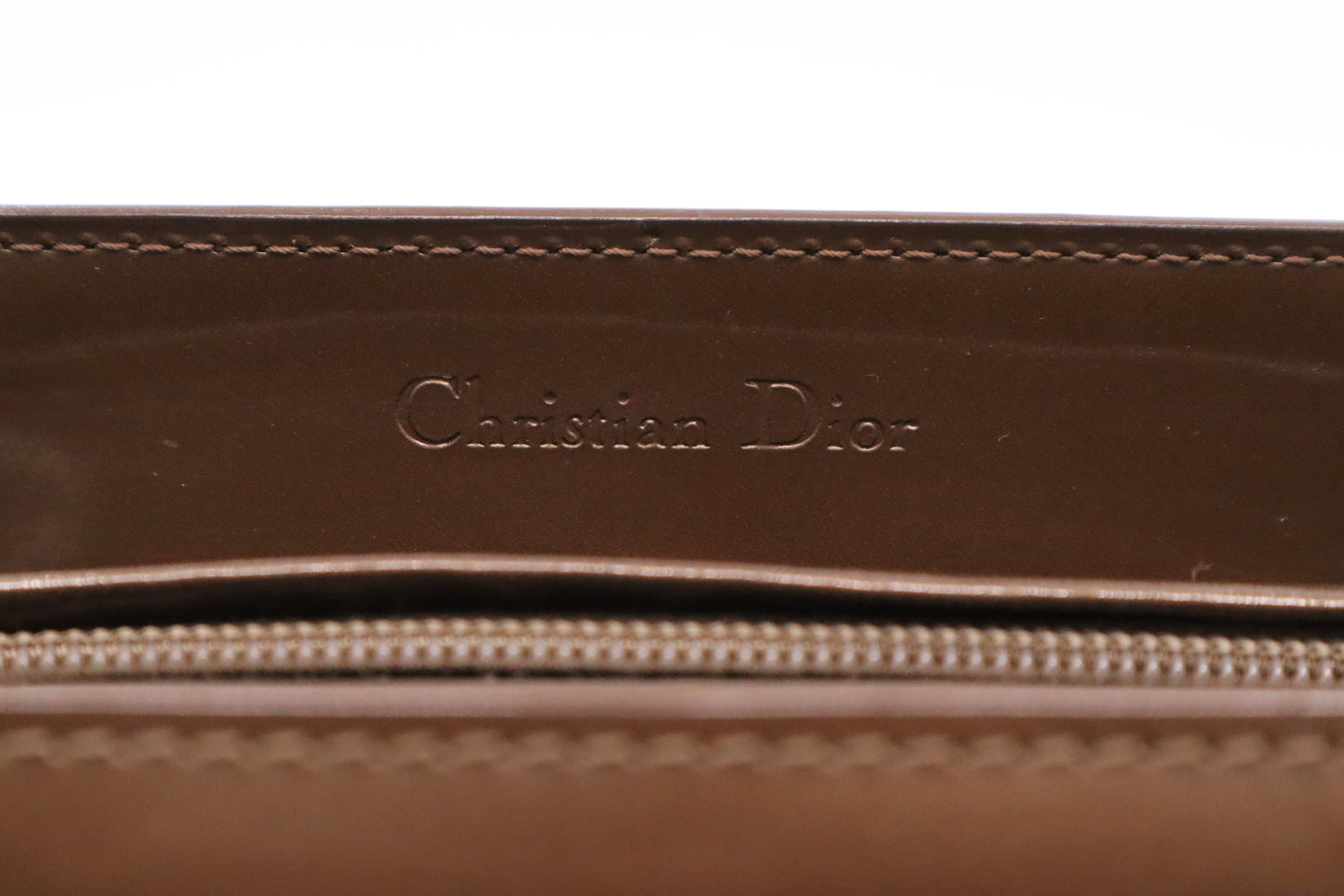 Dior Malice Shoulder Bag in Brown Patent Leather