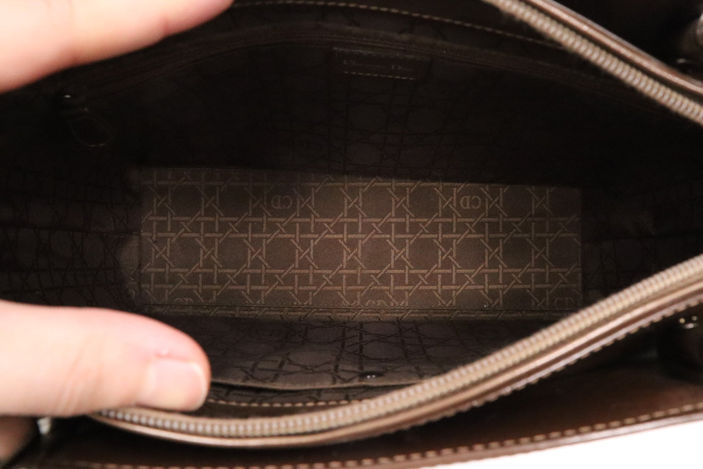 Dior Malice Shoulder Bag in Brown Patent Leather