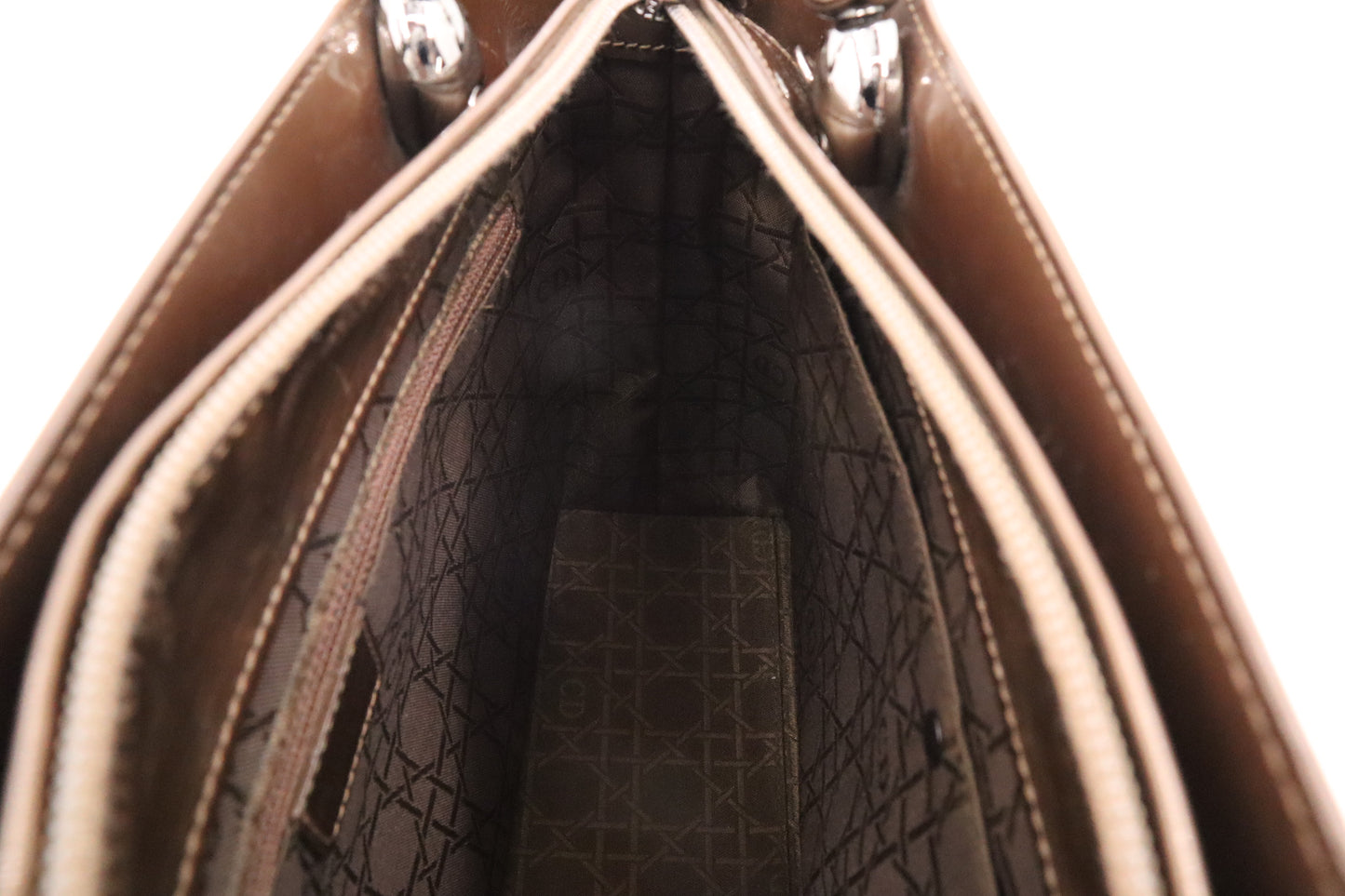 Dior Malice Shoulder Bag in Brown Patent Leather