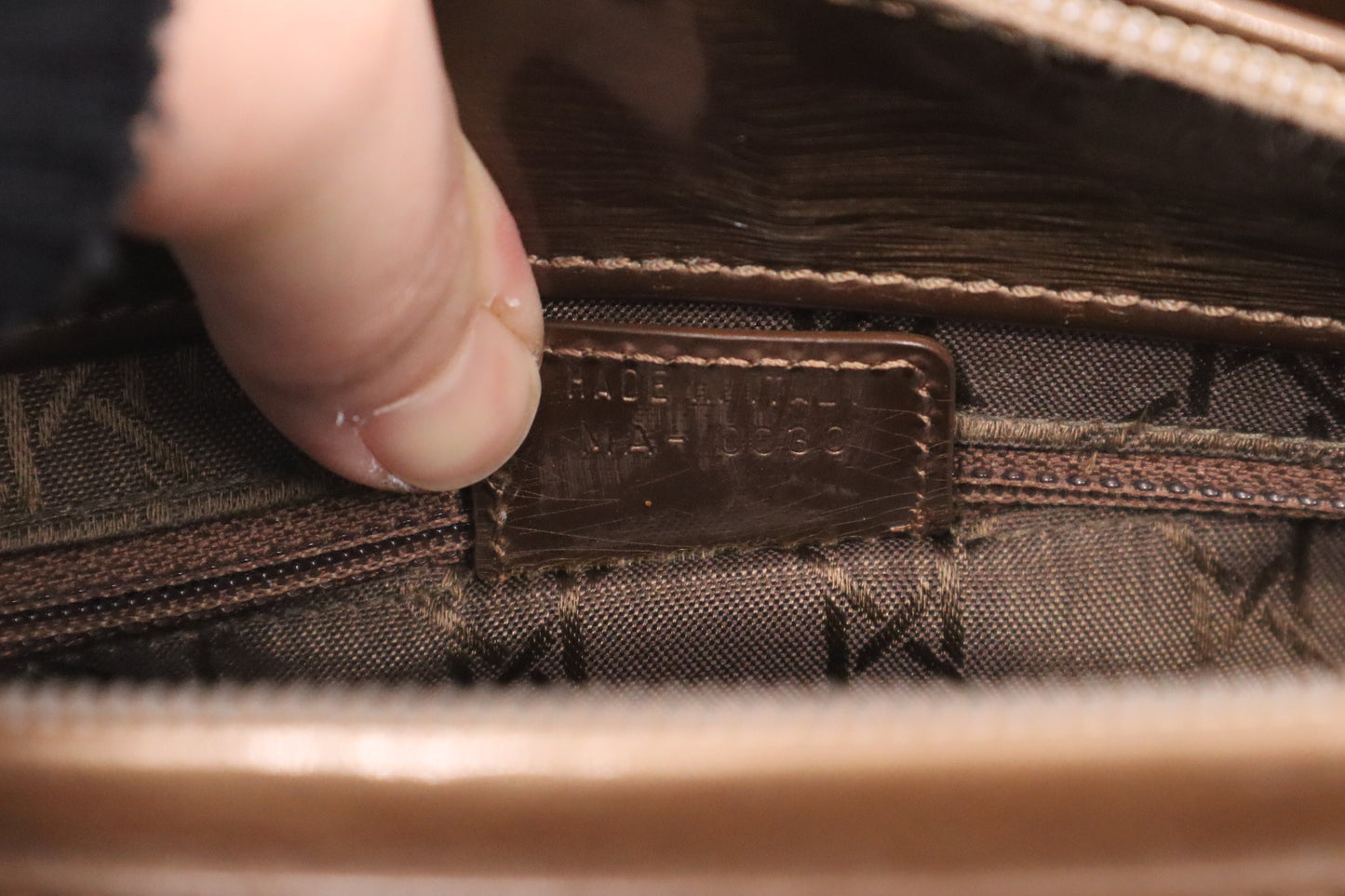Dior Malice Shoulder Bag in Brown Patent Leather