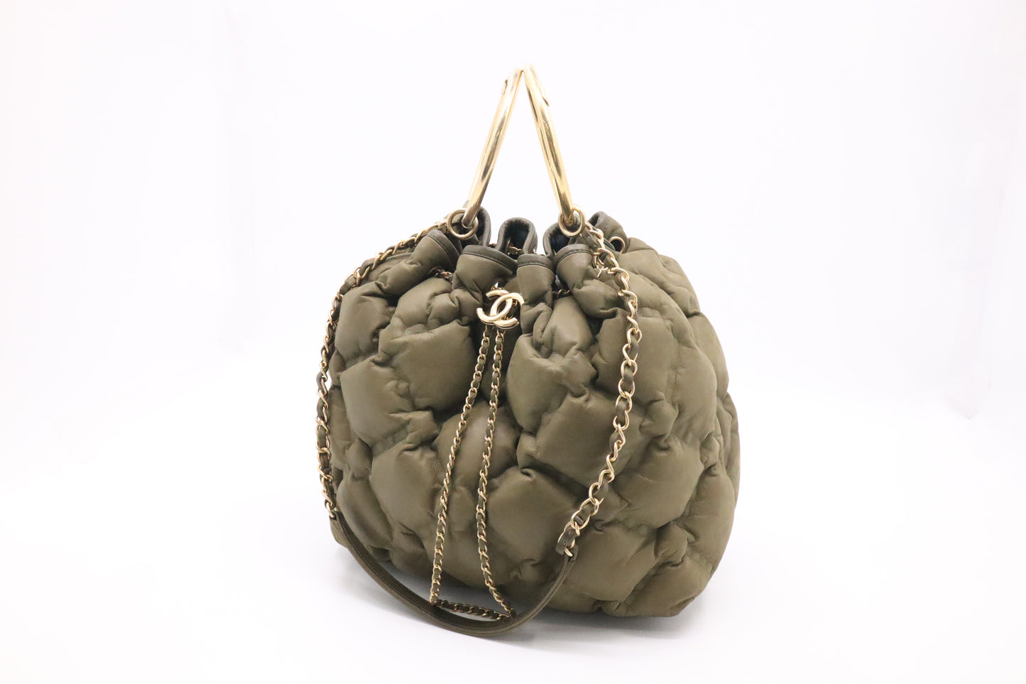 Chanel Bubble Bucket Bag in Military Green Leather