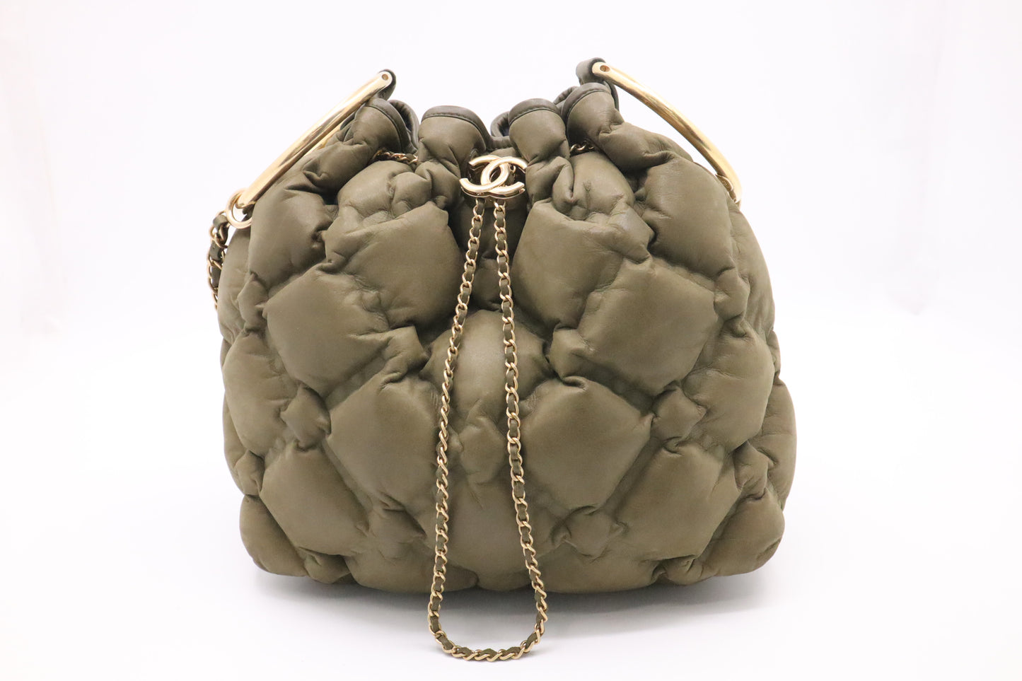 Chanel Bubble Bucket Bag in Military Green Leather