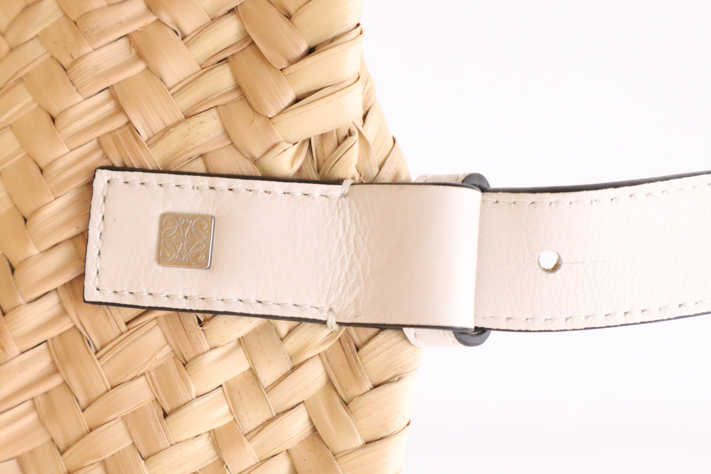 Loewe Basket in Raffia and Calfskin Leather