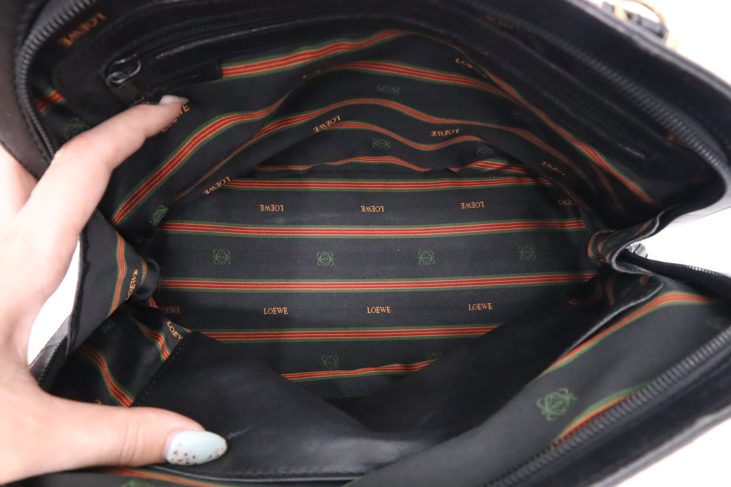 Loewe Dome Handbag in Black Leather