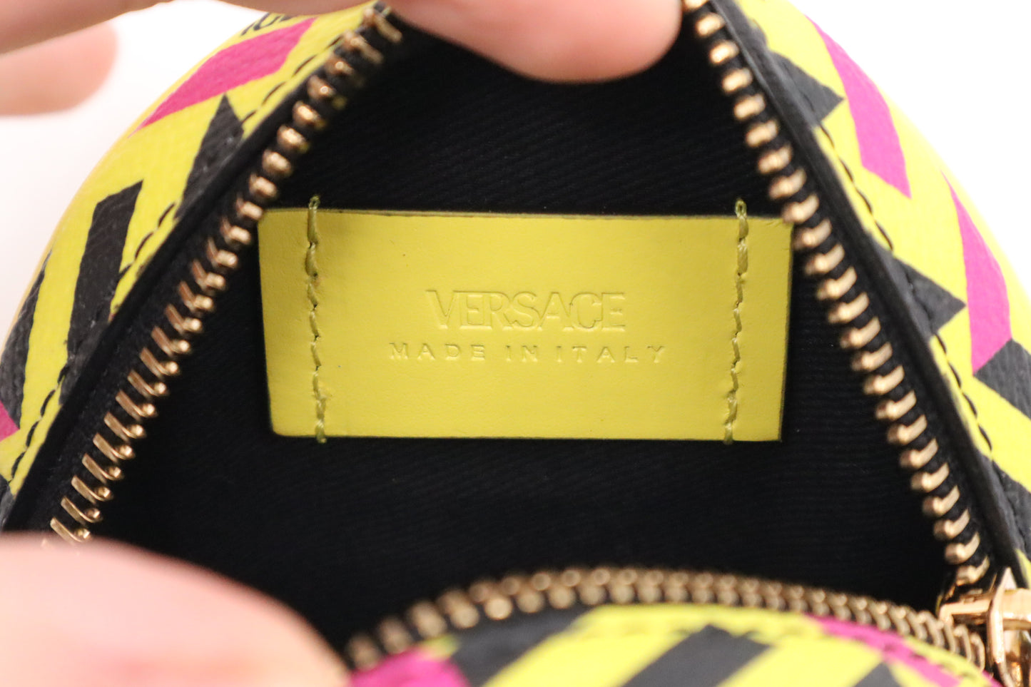 Versace La Greca Belt Pouch in Yellow Leather