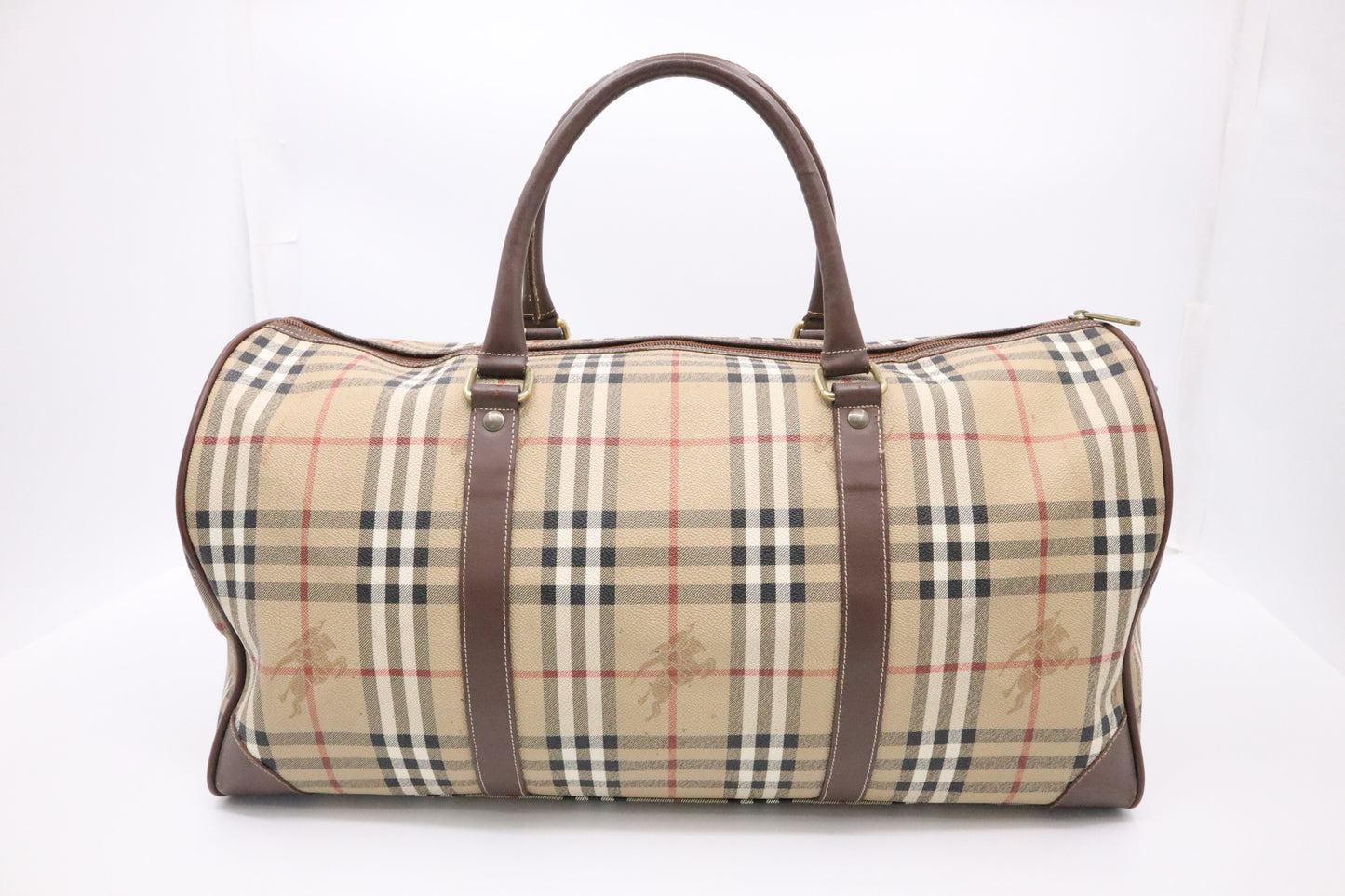 Burberry Travel Bag in Beige Check Coated Canvas