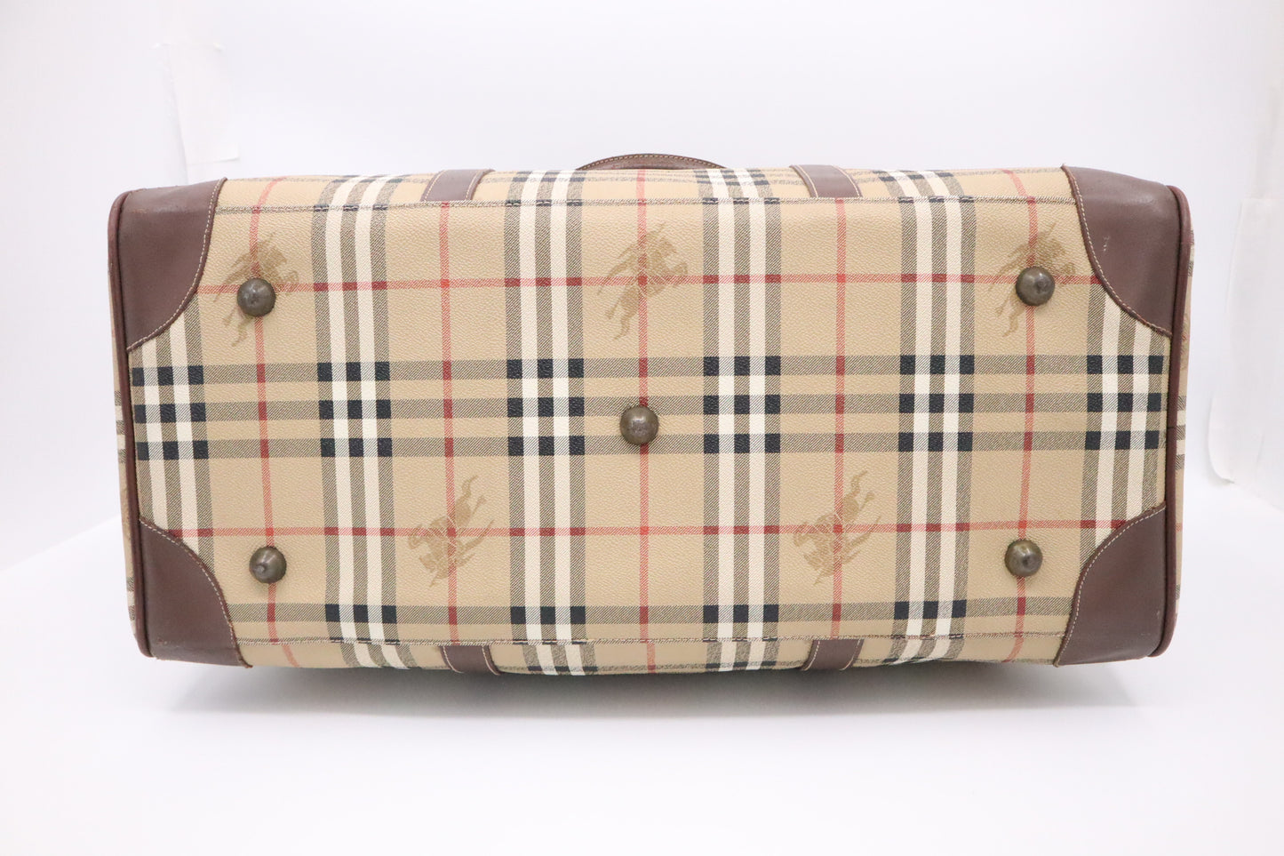 Burberry Travel Bag in Beige Check Coated Canvas