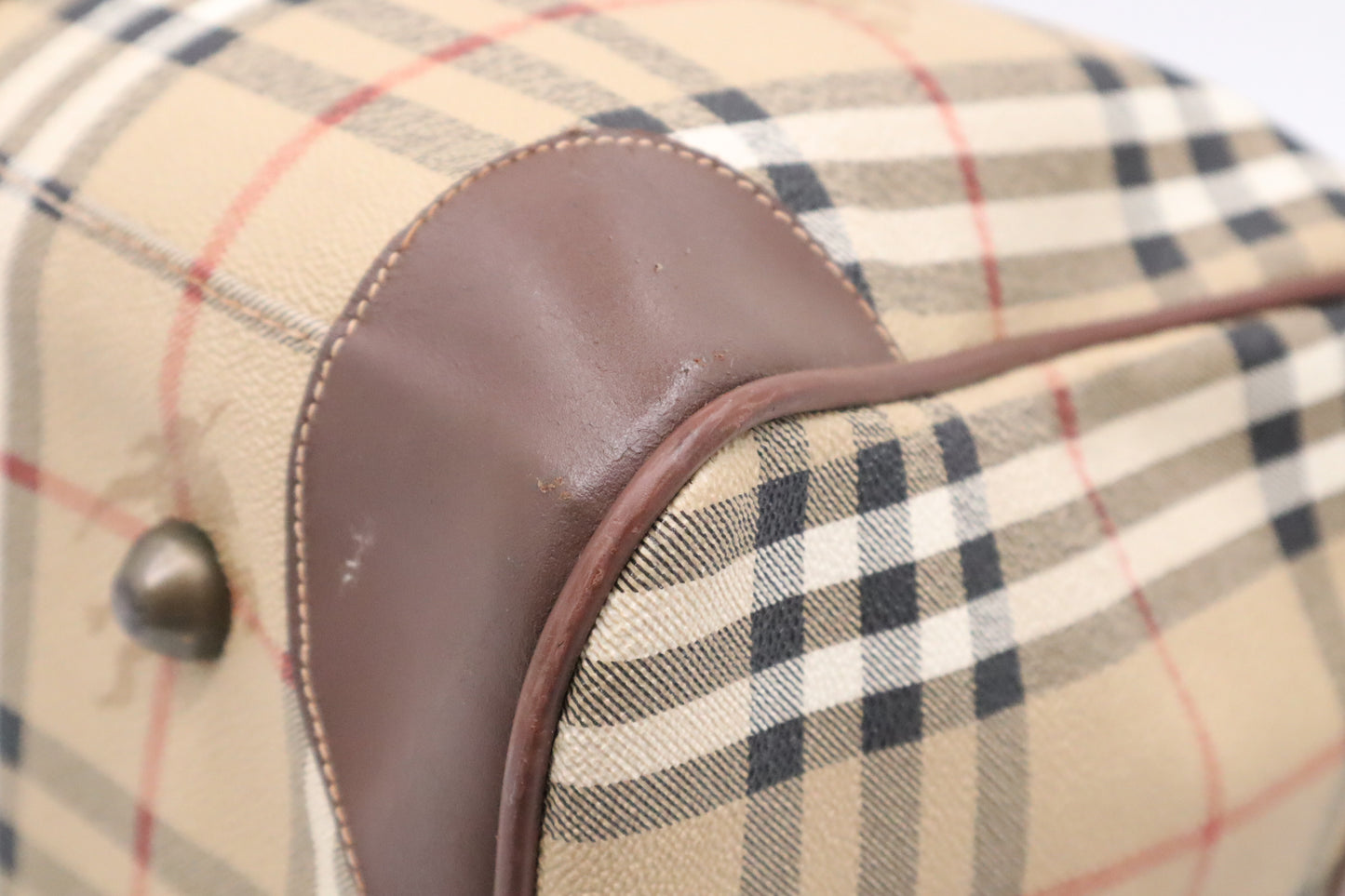 Burberry Travel Bag in Beige Check Coated Canvas